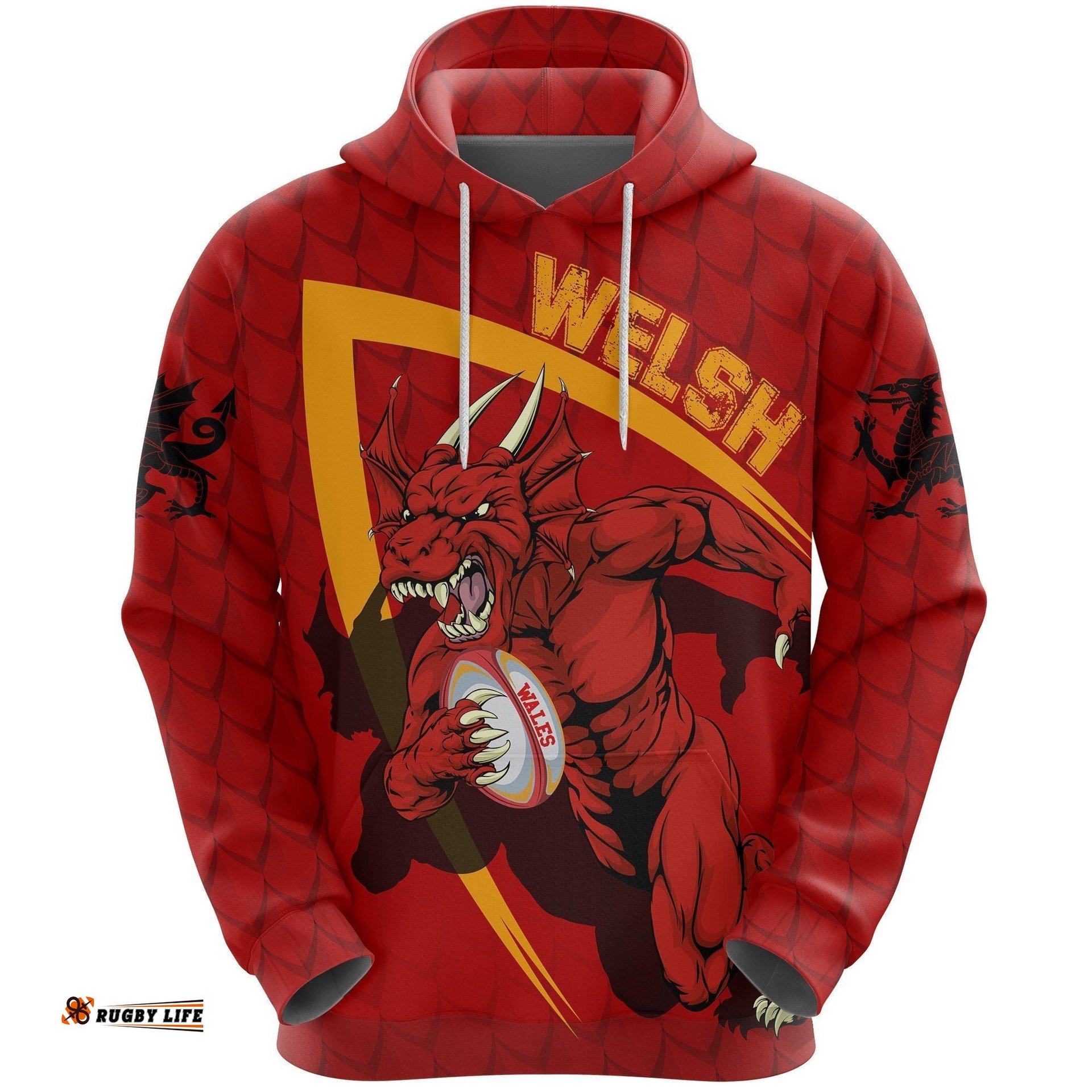 Wales Hoodie Welsh Dragon Rugby Champion 05