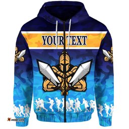 Custom Personalised Gold Coast Zip Hoodie Titans Gladiator ANZAC Day Version Camouflage