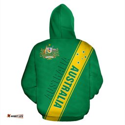Zip Up Hoodie Australian Coat Of Arms Hoodie Crossover Style Unisex