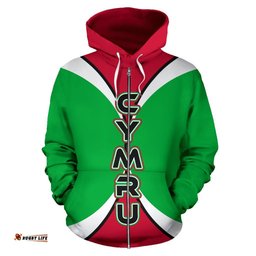 Cymru Wales All Over Zip Up Hoodie Rugby Style