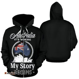 Zip Up Hoodie Sydney Opera Hoodie Aus Flag Its Where My Story Begin Unisex