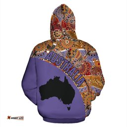 Aboriginal Zip Up Hoodie, Australia Map Patterns Koala Kangaroo 01 03