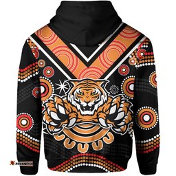 Wests Tigers Zip Hoodie Aboriginal Style