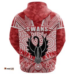 Custom Personalised Sydney Swans Hoodie ANZAC Day Indigenous