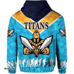 Custom Personalised Gold Coast Zip Hoodie Titans Gladiator ANZAC Vibes