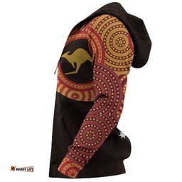 Aboriginal Zip Up Hoodie, Kangaroo Dot Painting Tattoo 02