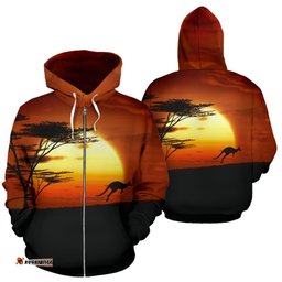 Zip Up Hoodie Kangaroo Hoodie Sunset Ver01 All Over Print Unisex 01
