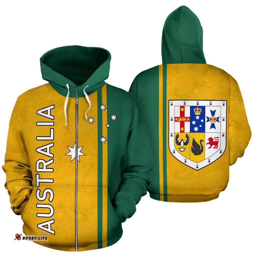 Zip Up Hoodie Australian Coat Of Arms Hoodie Straight Version Unisex