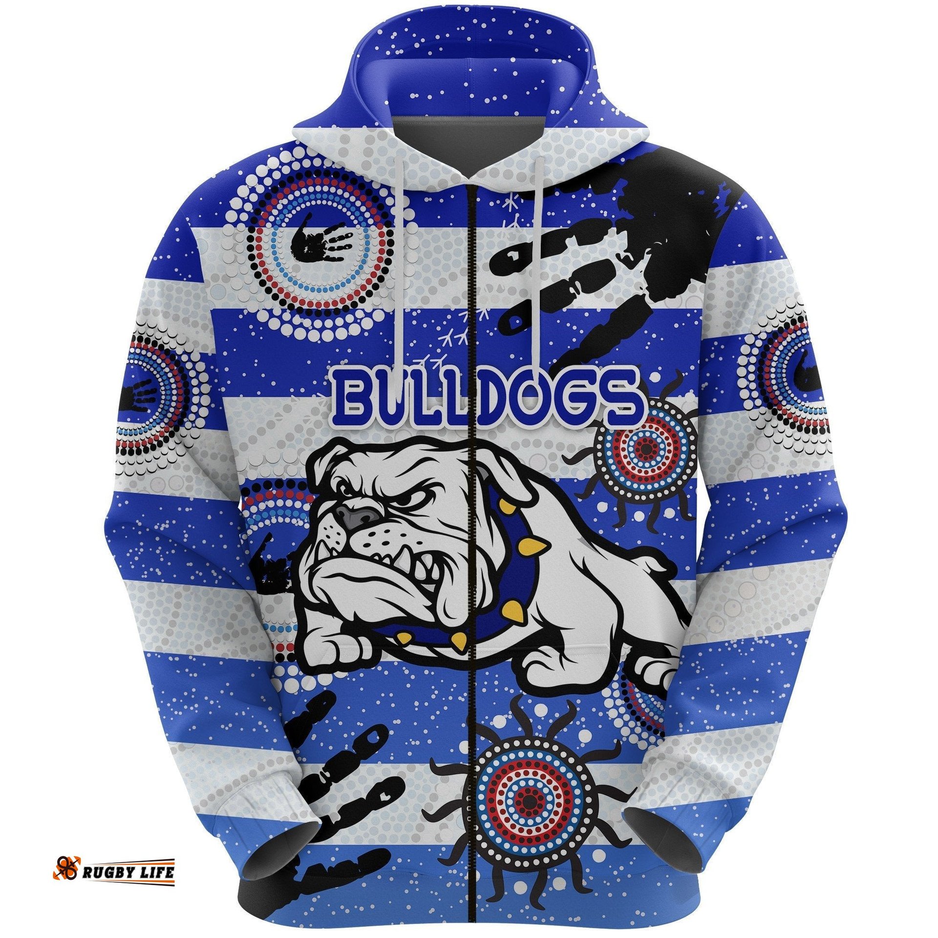 Bulldogs Zip Hoodie Indigenous Country Style No.1