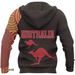 Aboriginal Zip Up Hoodie Kangaroo Patterns Australian Dot Painting Tattoo