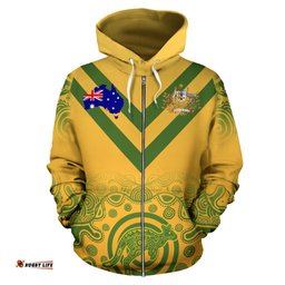 Abboriginal Zip Up Hoodie, Australian Coat Of Arms Map Patterns
