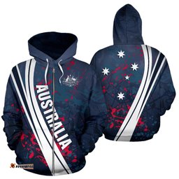 Zip Up Hoodie Australian Coat Of Arms Hoodie Artistic Splashes Style Unisex