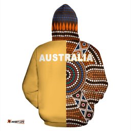 Aboriginal Zip Up Hoodie, Kangaroo Patterns Circle Dot Painting 08
