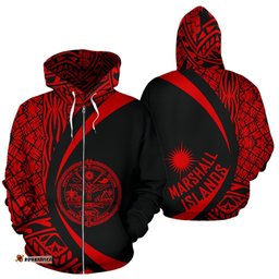 Marshall Polynesian Hoodie Zip Up Custom Circle