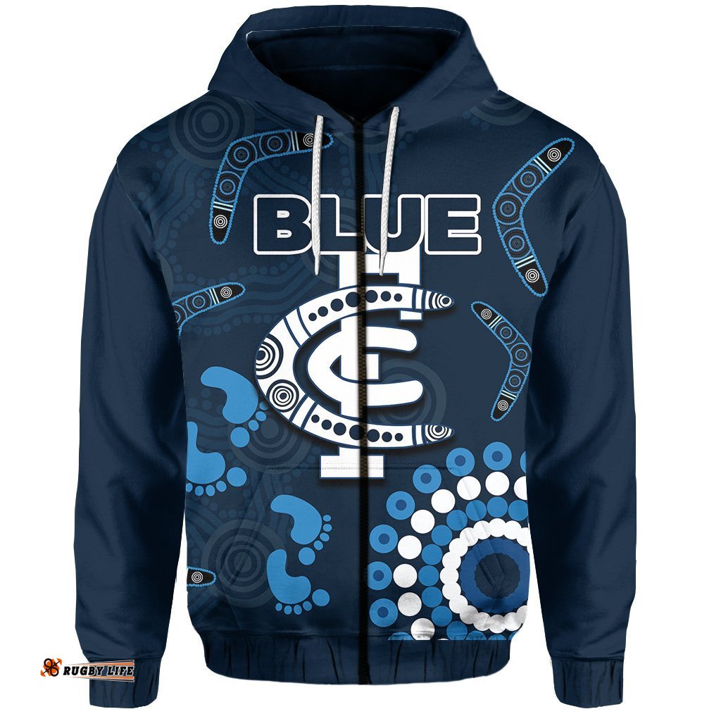 Cartlon Blues Zip Hoodie Aboriginal Simple Style