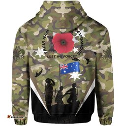 Zipper Hoodie ANZAC Day , Lest We Forget Army Style