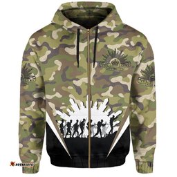 Zipper Hoodie ANZAC Day , Lest We Forget Army Style