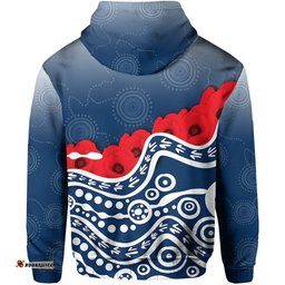 Cats Zip Hoodie ANZAC Day Poppy Flowers