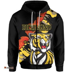 Richmond Tigers Zip Hoodie ANZAC Day Poppy Flowers