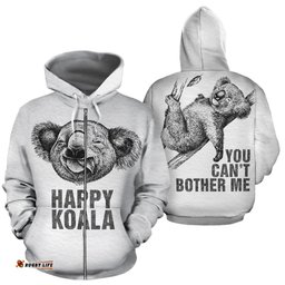 Zip Up Hoodie Koala Hoodie Happy Drawing Style All Over Print Unisex