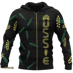 Zip Up Hoodie Aussie Hoodie Golden Wattle Australian Coat Of Arms Unisex