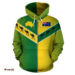 Zip Up Hoodie Australia Map and Flag Hoodie Mixing Symbols Unisex