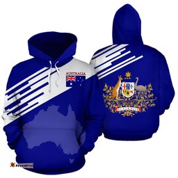 Hoodie Australian Coat Of Arms Hoodie Flag and Map Line Version Unisex
