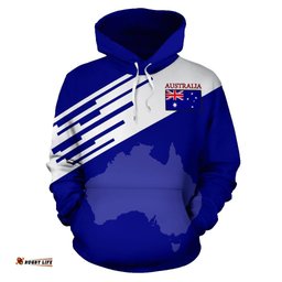 Hoodie Australian Coat Of Arms Hoodie Flag and Map Line Version Unisex