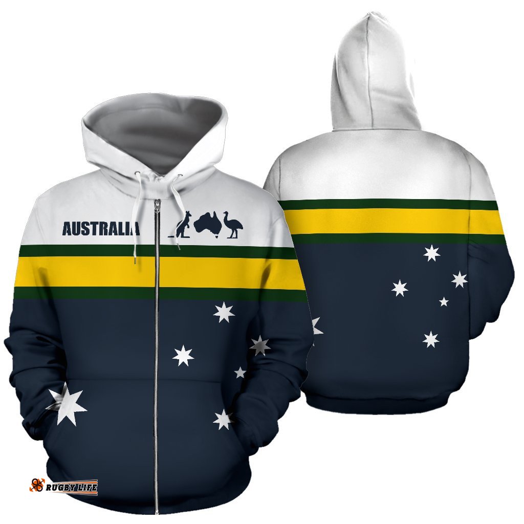 Zip Up Hoodie Kangaroo Symbol Hoodie Australia Map Athletic Spirit Unisex