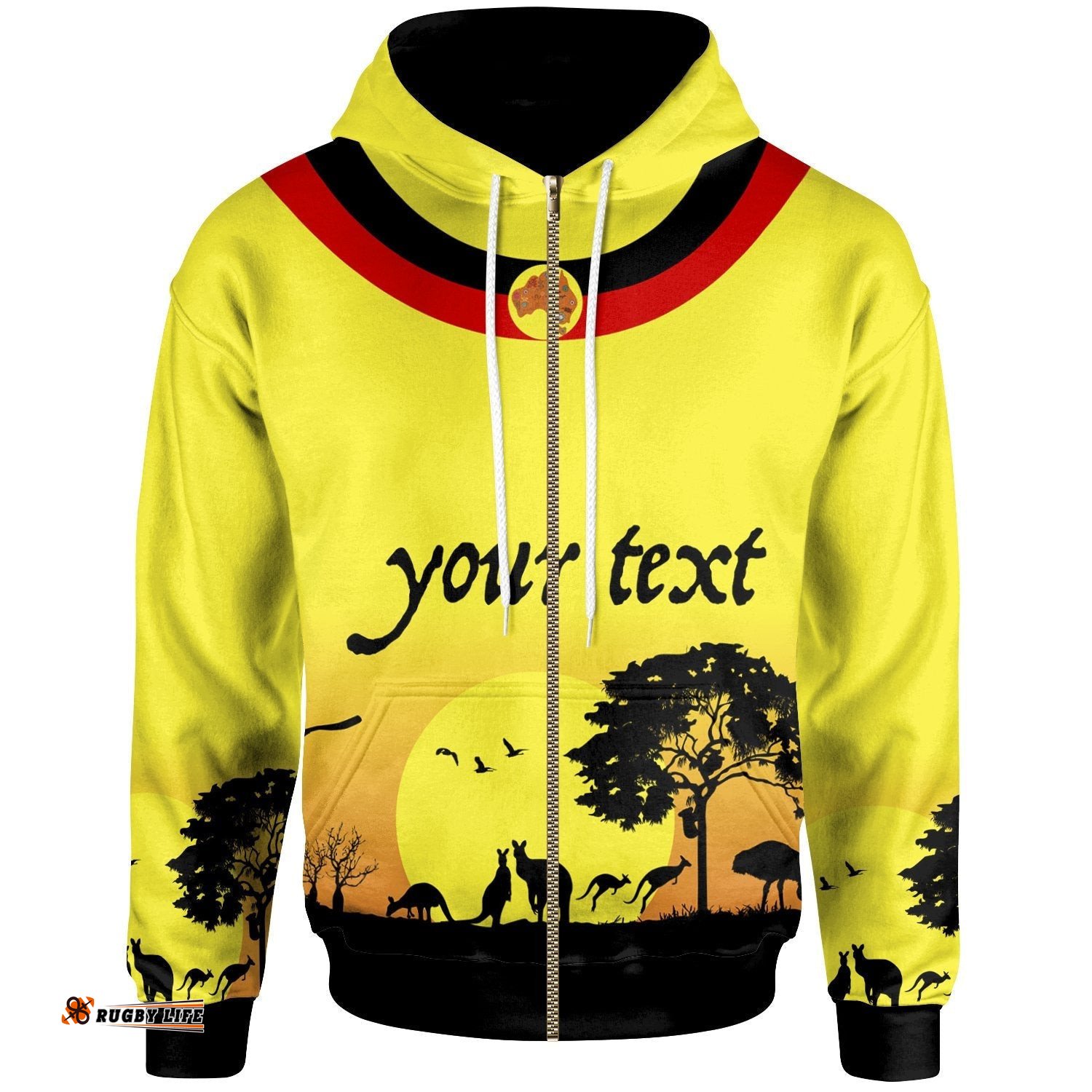 Custom text Zip Up Hoodie Sunset Australia View