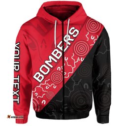 Custom Personalised Essendon Bombers Zip Hoodie 09
