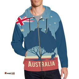 Zip Up Hoodie Australia Map Hoodie Kangaroo Is Under The Tree Map Unisex