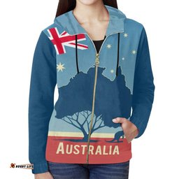 Zip Up Hoodie Australia Map Hoodie Kangaroo Is Under The Tree Map Unisex