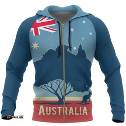 Zip Up Hoodie Australia Map Hoodie Kangaroo Is Under The Tree Map Unisex