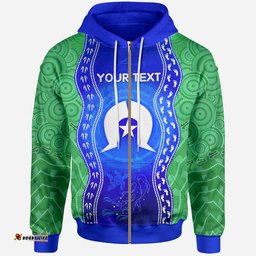 Custom Torres Strait Islanders Zip Up Hoodie Torres Symbol With Aboriginal Patterns 04