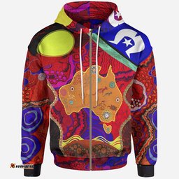 Aboriginal Zip Up Hoodie, Aboriginal Red Dot Pattern NAIDOC Week