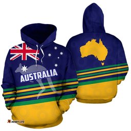 Hoodie Kangaroo Hoodie Aus Flag and Map Unisex