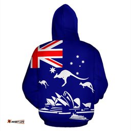 Zip Up Hoodie Kangaroo Hoodie Sydney Opera Aus Flag Unisex