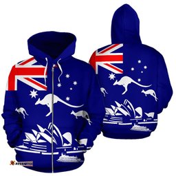Zip Up Hoodie Kangaroo Hoodie Sydney Opera Aus Flag Unisex
