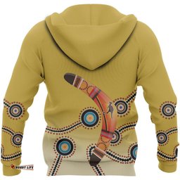 Aboriginal Zip Up Hoodie, Australia Map Circle Flag Dot Painting