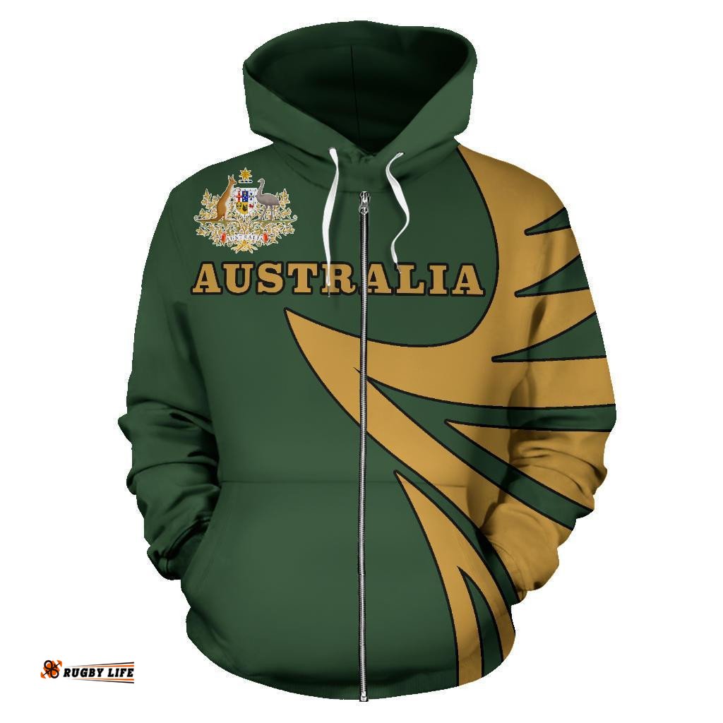Zip Up Hoodie Australia Coat Of Arms Hoodie Warrior Style Unisex