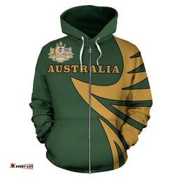 Zip Up Hoodie Australia Coat Of Arms Hoodie Warrior Style Unisex