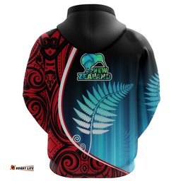 Aotearoa Rugby Black Maori Hoodie Kiwi and Silver Fern New Zealand