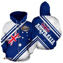 Zip Up Hoodie Australian Coat Of Arms Hoodie Aus Flag Unisex