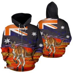 Zip Up Hoodie Kangaroo Hoodie Aus Flag Uluru Unisex