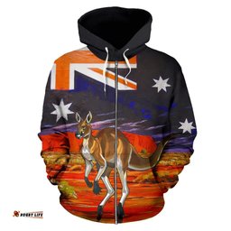 Zip Up Hoodie Kangaroo Hoodie Aus Flag Uluru Unisex