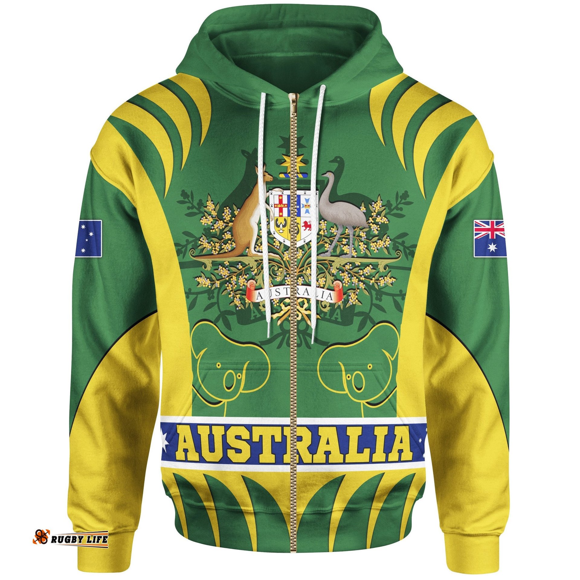 Zip Up Hoodie Australian Coat Of Arms Zip Up Hoodie Koala