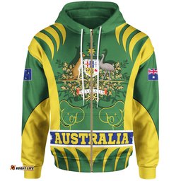 Zip Up Hoodie Australian Coat Of Arms Zip Up Hoodie Koala