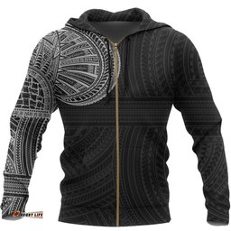 Tribal Hoodie, Polynesian Tattoo Zip Up Hoodie 09