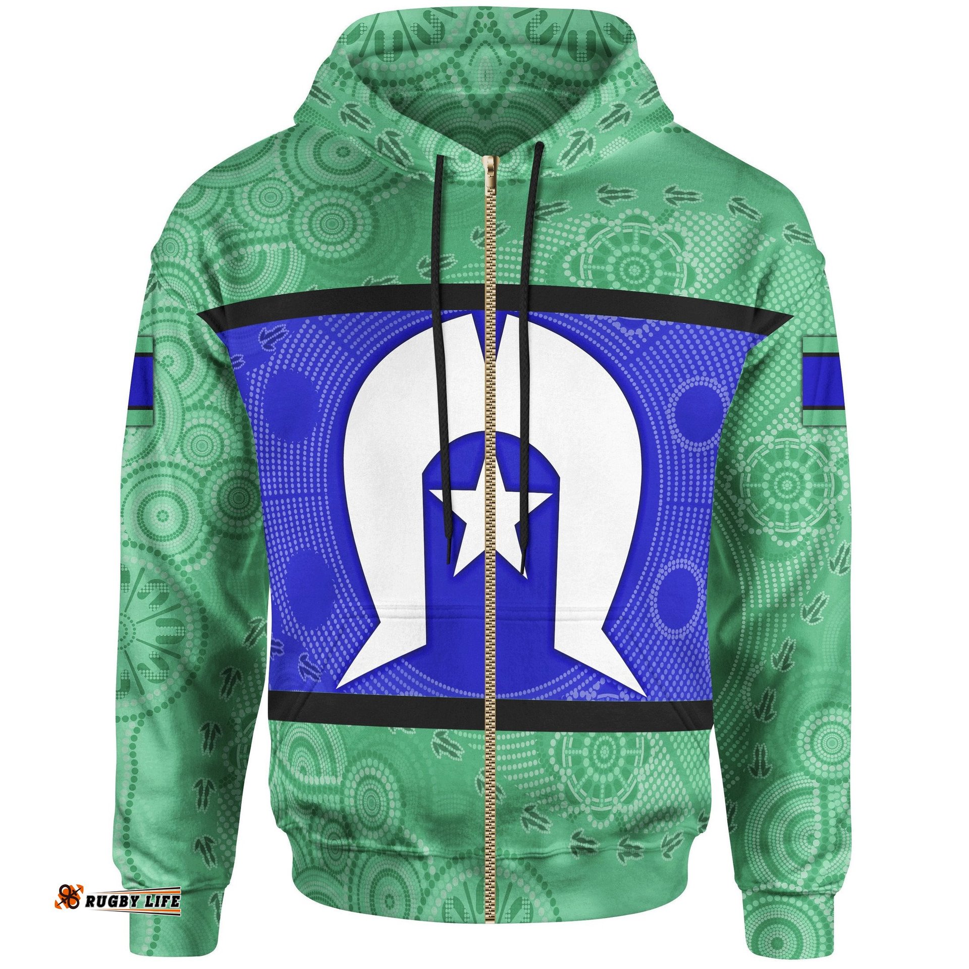 Zip Up Hoodie, Torres Strait Islands Aboriginal Patterns Ver 02